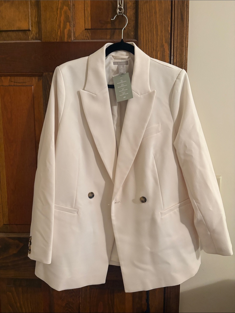 H&M Double-Breasted White Blazer